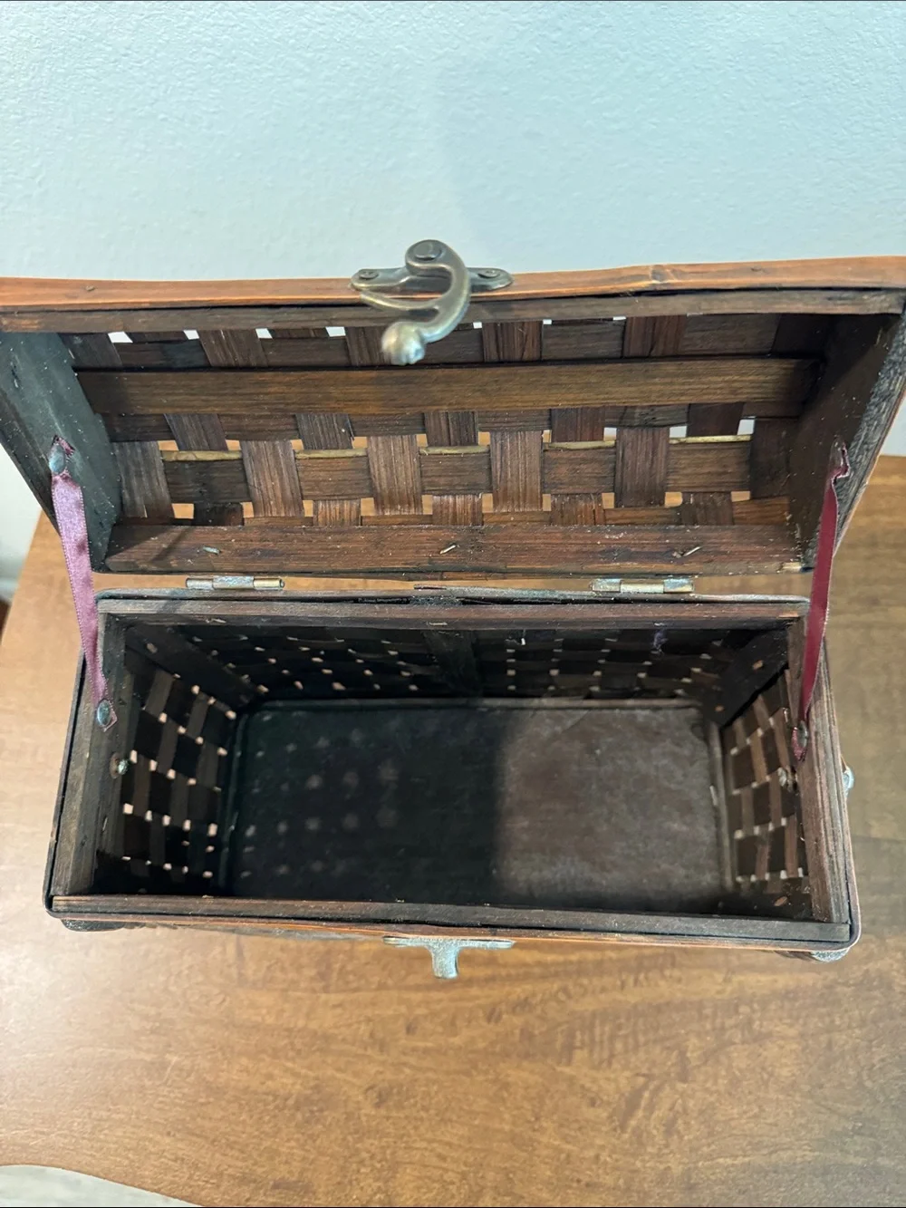Woven Wood Decorative Basket Box - Brown